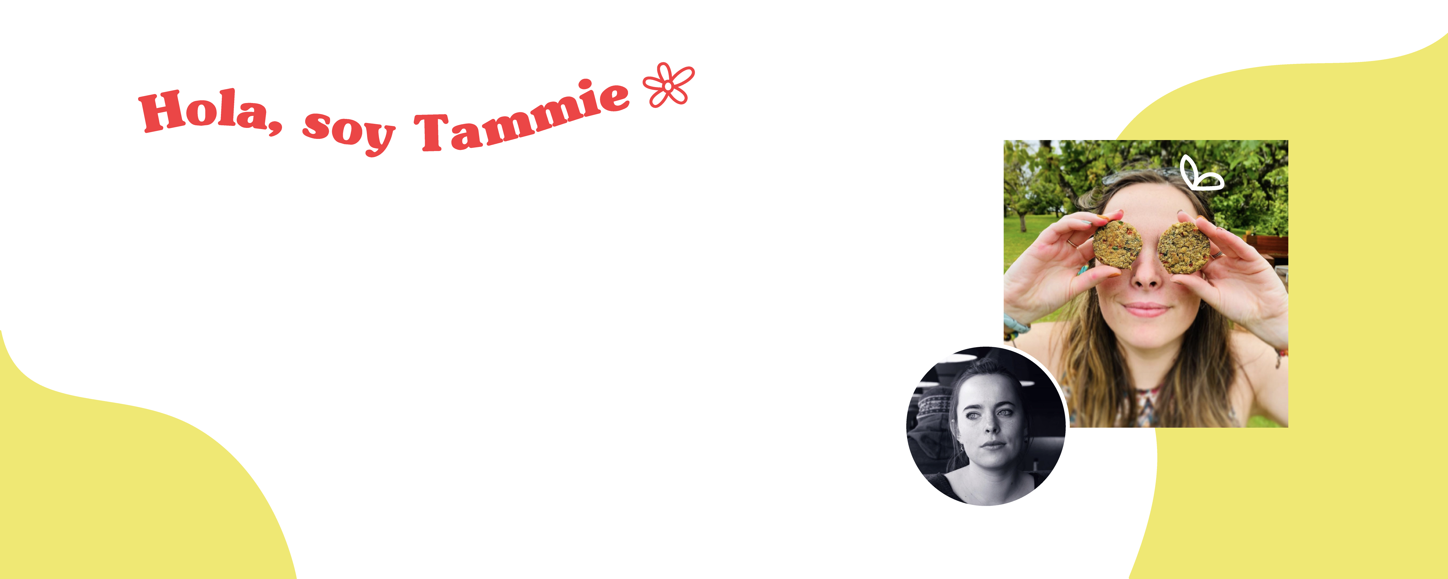 banner de imagen, aparece Tammie muy ludica, con unas galletitas en los ojos